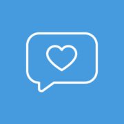 feedback icon An icon of a speech bubble with a heart inside.