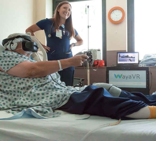 periop resized A senior lady practices healthcare by Virtual Reality.